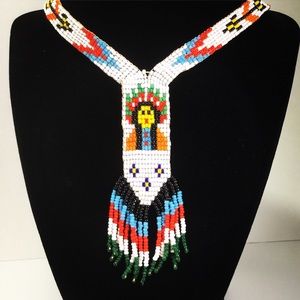 Native American Loom Beaded Woman Indian Necklace